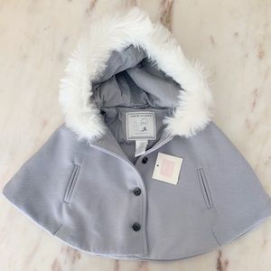 Grey wool cape with hood